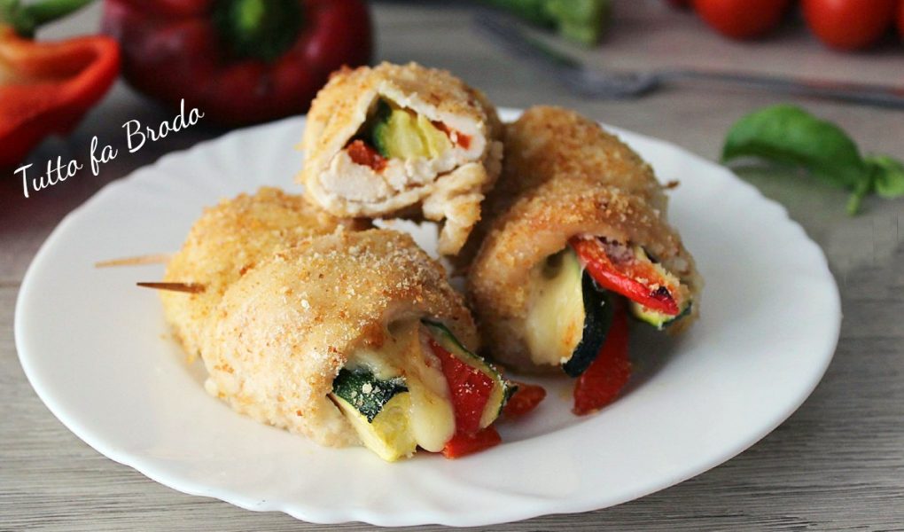 INVOLTINI DI POLLO CON ZUCCHINE PEPERONI